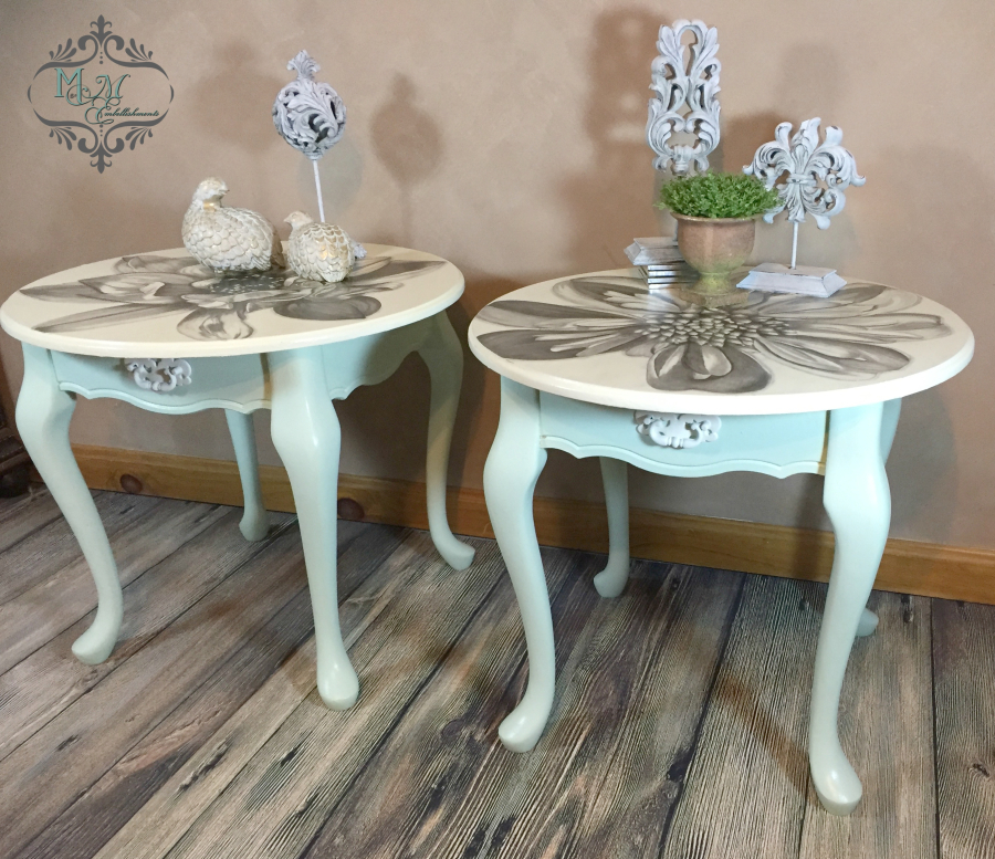 Pair of Hand Stained Magnolia Accent Tables