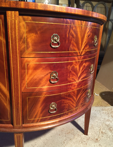 Close-Up of Mahogany Crotch Grain Drawer Fronts