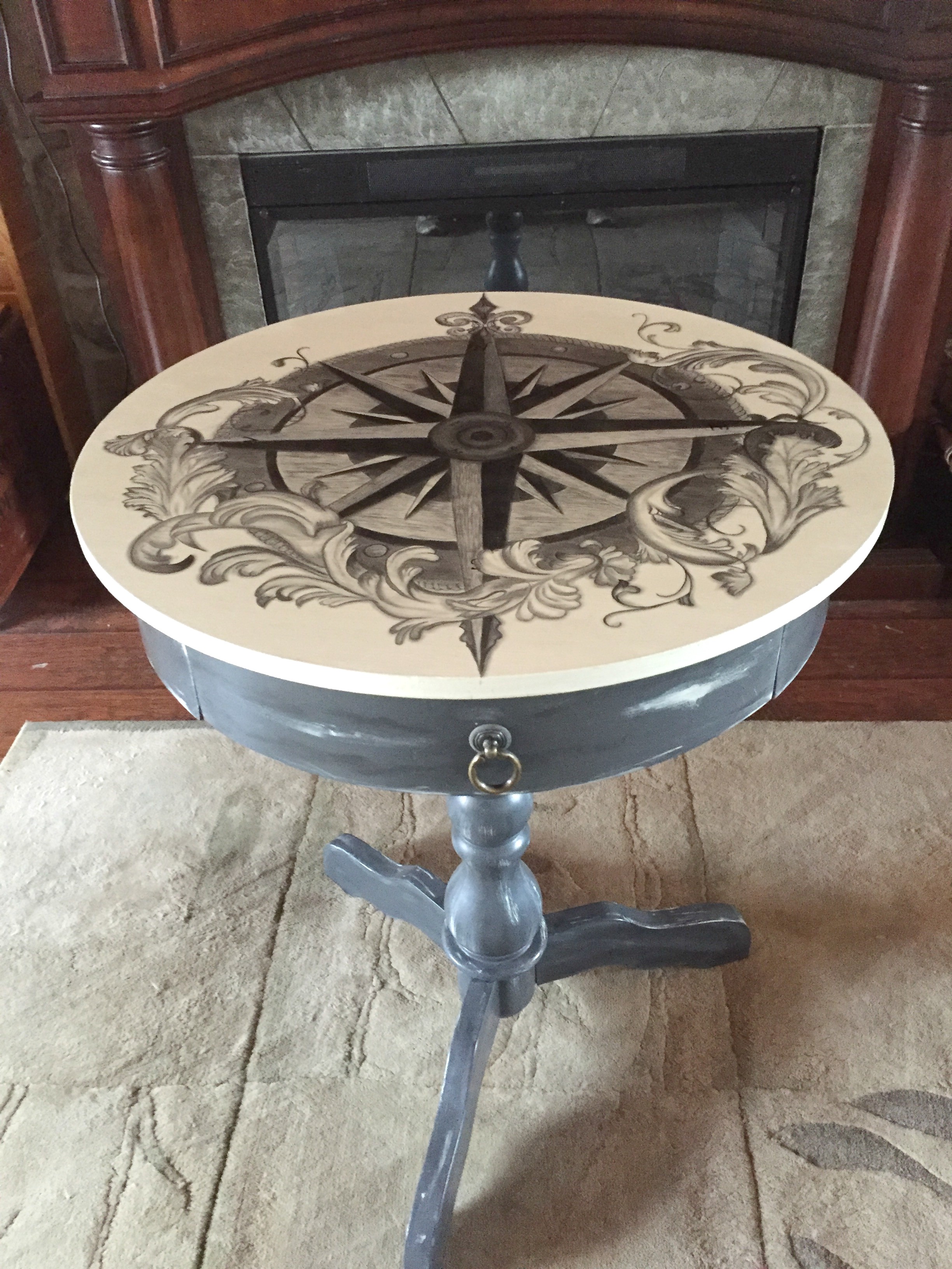 Hand Stained Compass Rose Drum Table | General Finishes 2018 Design