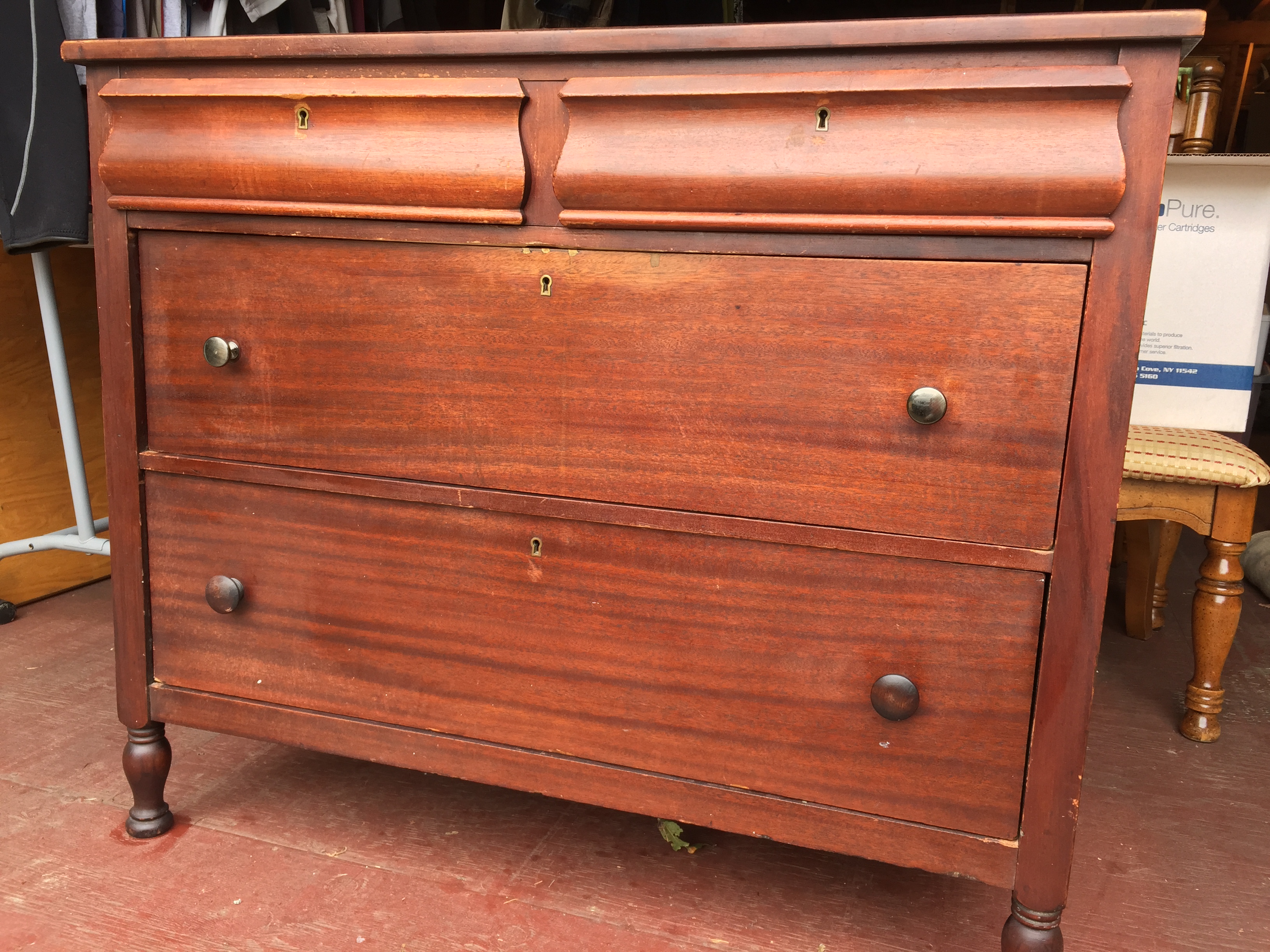 Cathedral Blue Sligh Dresser with a Strie Lamp Black Glaze Finish ...