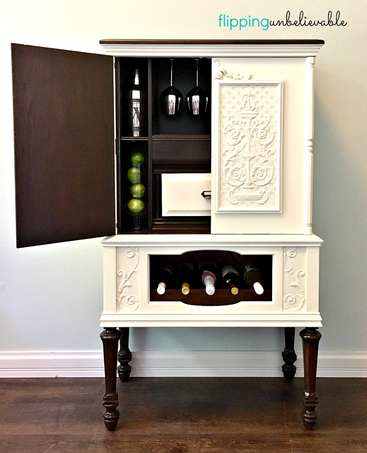 Record Player Turned Bar Cabinet 