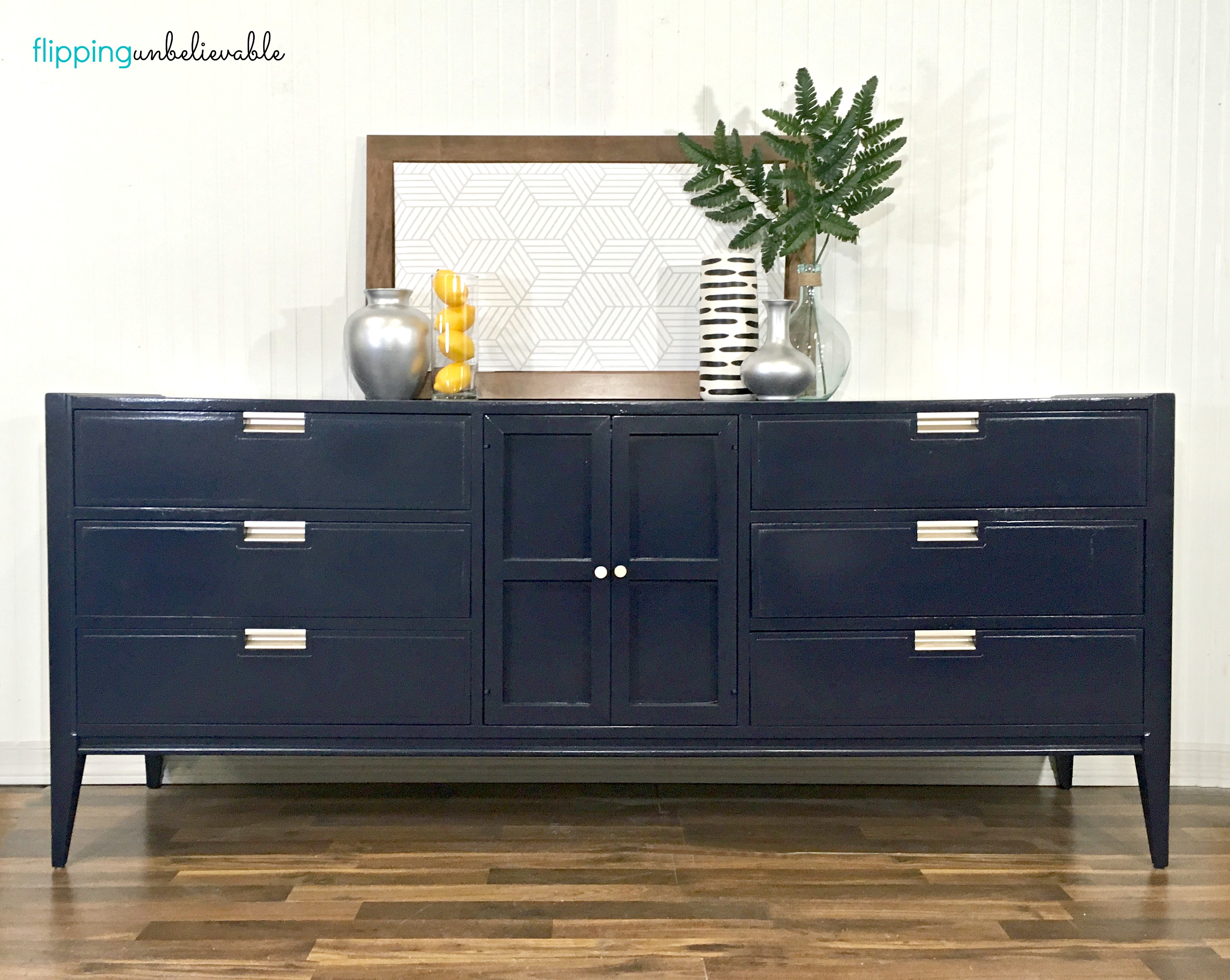 Coastal Blue MCM Dresser General Finishes 2018 Design Challenge