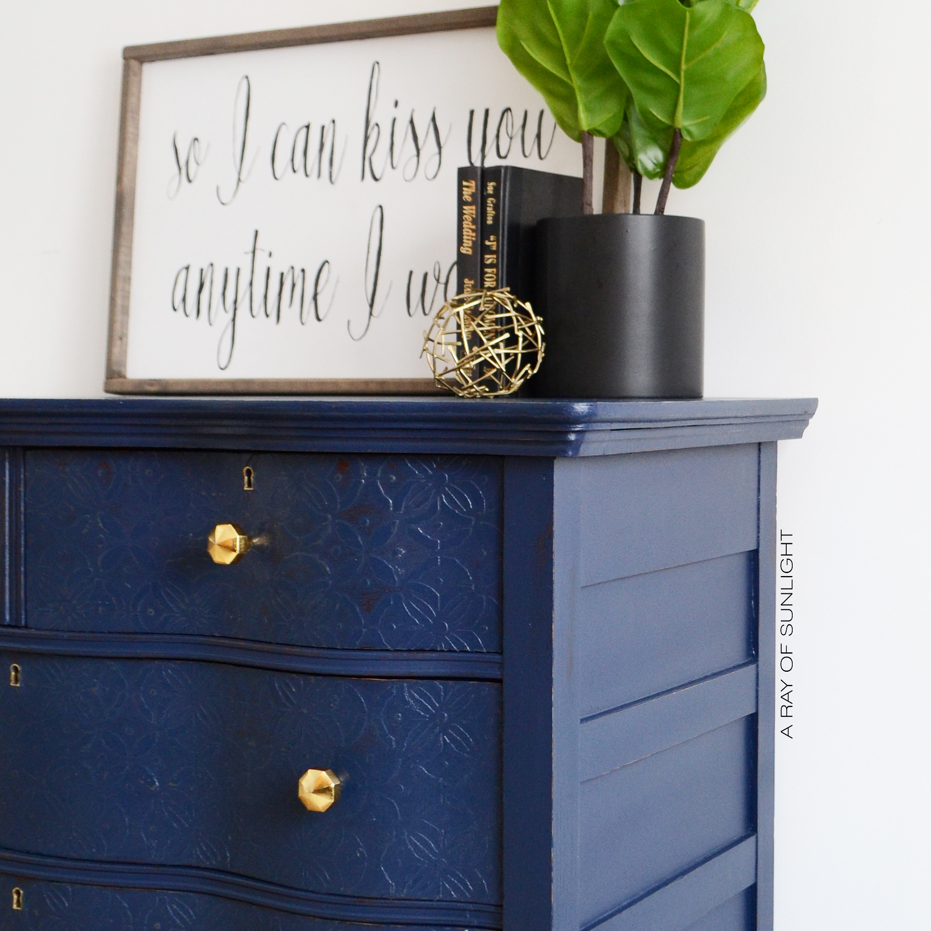 Navy Blue Antique Dresser with Raised Embossing | General Finishes 2018 ...