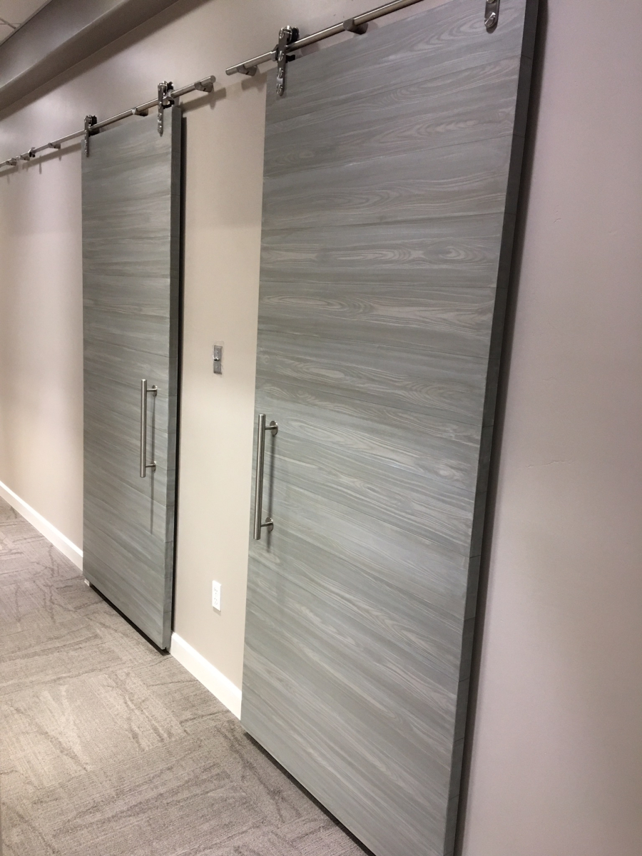 Faux wood barn door