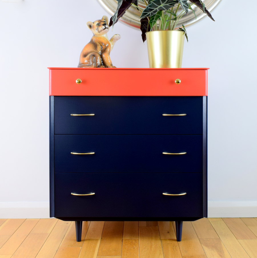 Deep coastal blue & persimmon dip dye dream