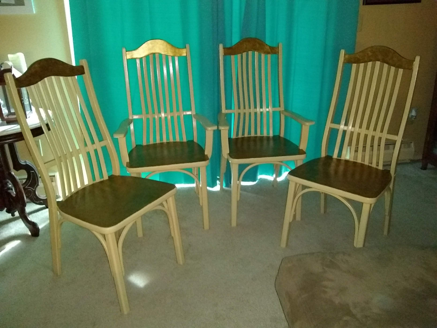 Dining room chairs painted and glazed