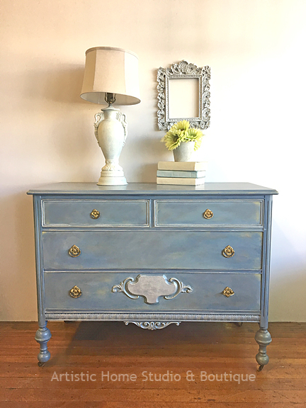 Sky Blue Distressed Dresser