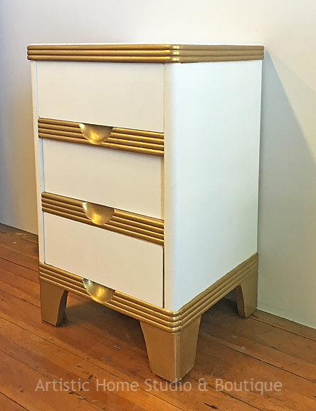 White & Gold Glam End Table