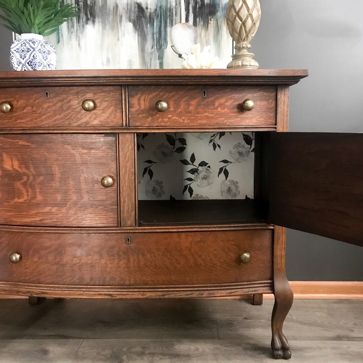 Antique Tiger Oak Buffet | General Finishes 2018 Design Challenge