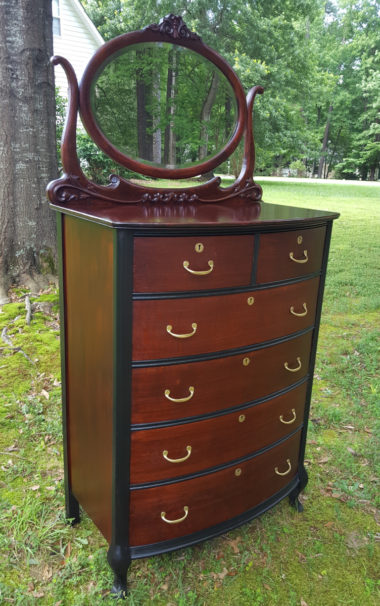 Antique Bow Front Dresser - After