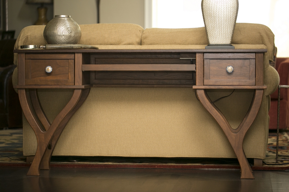 Curved Walnut Combination Computer Sofa Table General Finishes 2018 Design Challenge Curved Walnut Combination Computer, Sofa Table Desk Combo