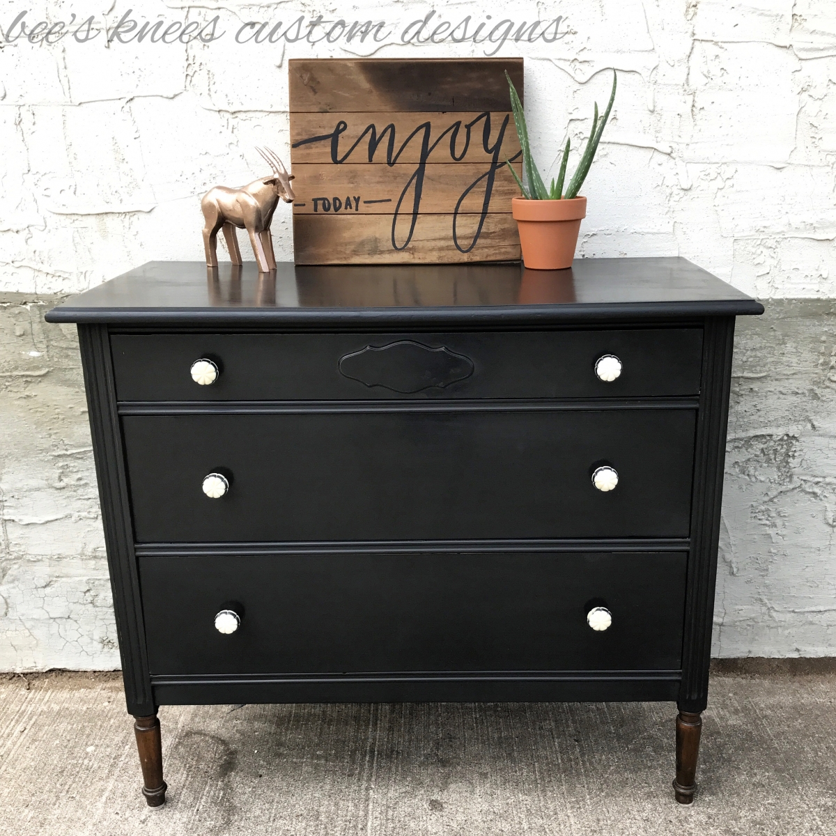 Black + Natural Wood Dresser | General Finishes 2018 Design Challenge