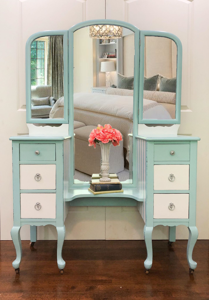 Elegant Vanity in Mint & Fluff