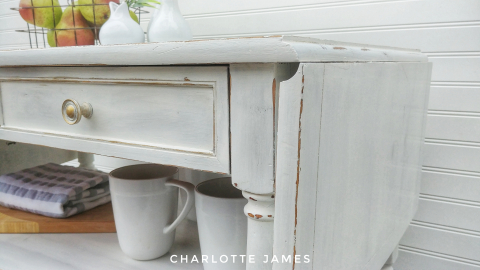Farmhouse White Tea Cart - detail