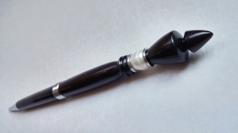 Ebony Ballpoint Pen with Baroque Pearl