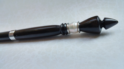 Ebony Ballpoint Pen with Baroque Pearl