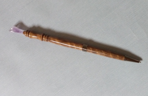 Curly Black Walnut and Amethyst Ballpoint Pen