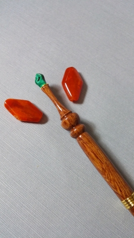 Honduran Rosewood and Malachite Ballpoint Pen