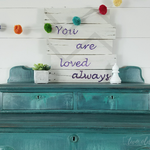 Drippy Boho Farmhouse Teal Dresser