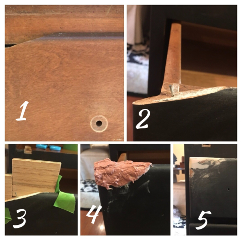 Drawer corrected with Bondo