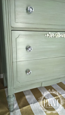 Close Up - Basil Milk Paint with Winter White Glaze