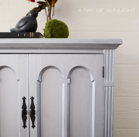 Aged Pewter Cabinet with Black Hardware