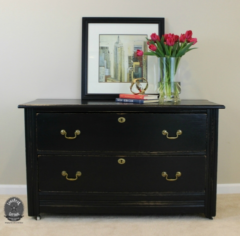 19-Teens Antique Oak Lowboy Front View