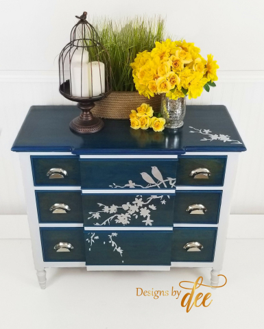 Silver leafed, Blue wash chest top & front