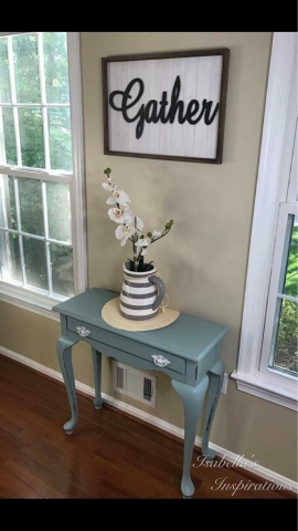 A Coastal Side Table Using General Finishes Persian Blue Milk Paint