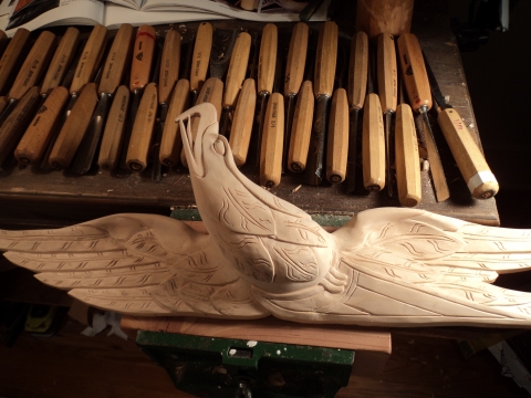 Working on the eagle in my shop