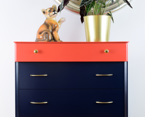 Deep coastal blue & persimmon dip dye dream