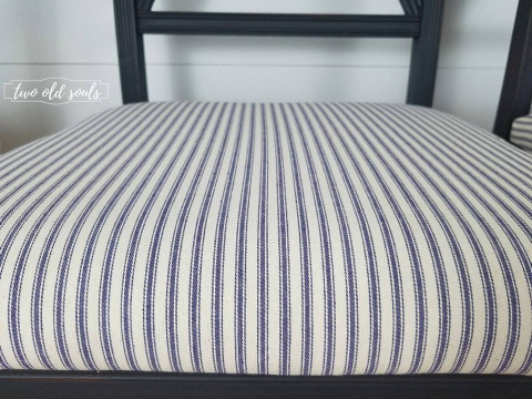 Graphite Chalk Paint with Navy French Ticking Upholstery