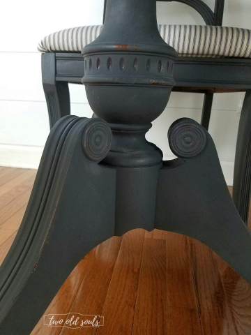 Distressed Graphite Chalk Paint over Mahogany