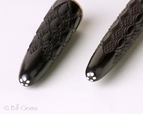Detail of sterling silver inlay on ends
