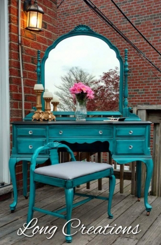 Peacock glazed vanity