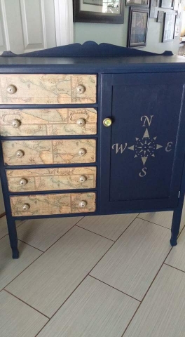 The finished "Coastal Chic" cabinet
