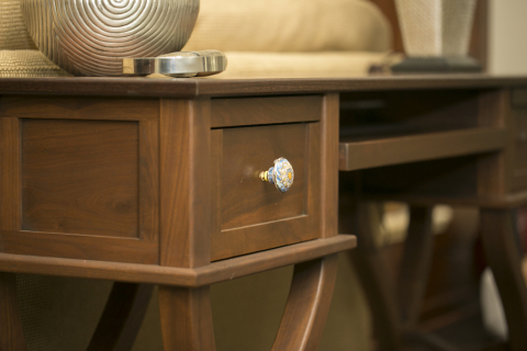 Angle: Custom Walnut Sofa/Computer Table Combo