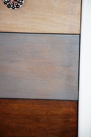 Whitewash, gray, & brown stained drawers