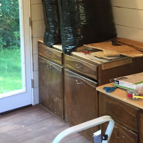 BEFORE - 1960's Kitchen Cabinet