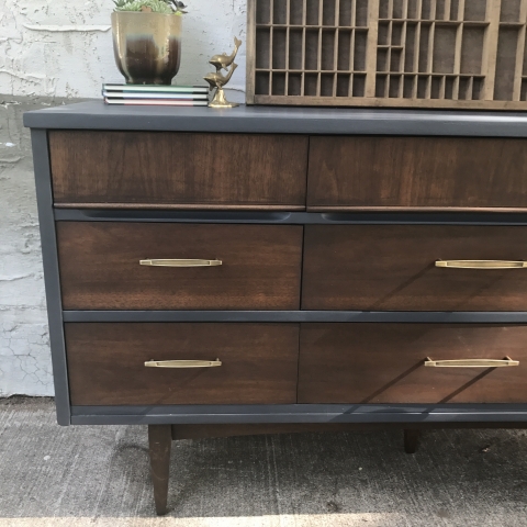 Queenstown Gray + Antique Walnut MCM Dresser