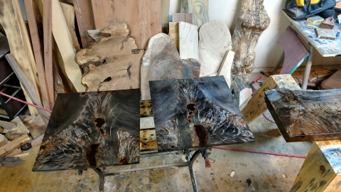 Bookmatched Ebonized Maple after 2nd coat of Seal A Cell