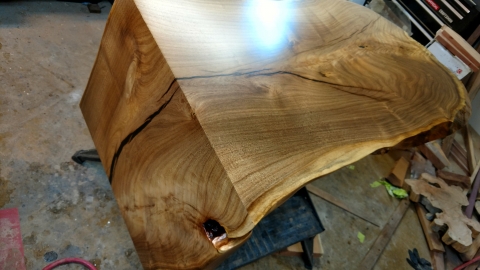 Waterfall Mesquite live edge coffee table in progress