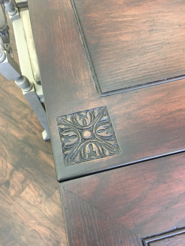 Detailing revealed with walnut stain.