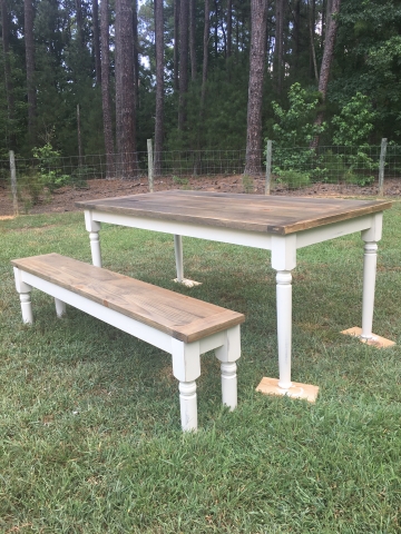 Distressed turned leg dining table