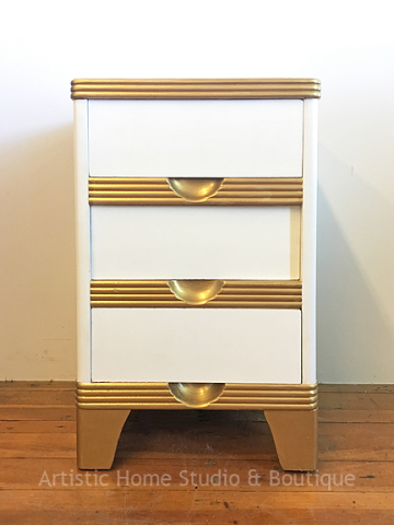 White & Gold Glam End Table