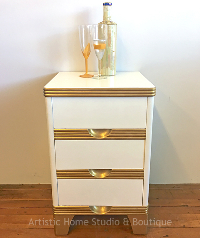 White & Gold Glam End Table