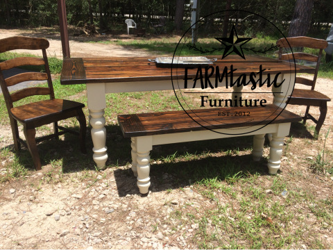 3x7 farm table & bench
