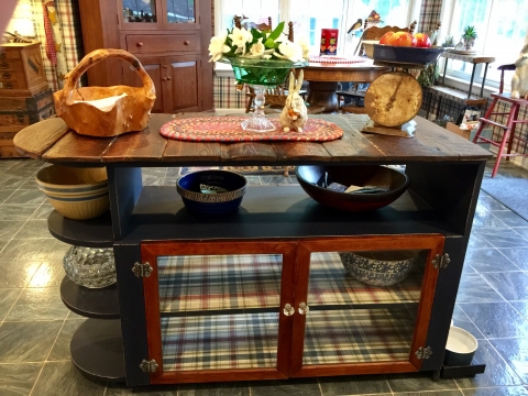 Vintage Kitchen Cabinet in Navy (left side)