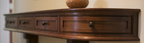 Curved Wall Mounted Walnut Side Table
