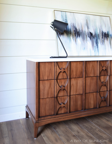 Mid Century Modern Dresser with a White Top